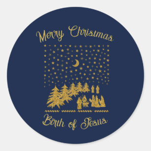 Religious Christmas, Birth of Jesus Classic Round Sticker