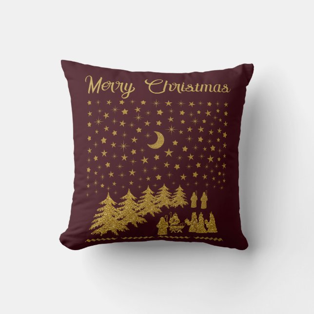 Religious Christmas, Birth of Jesus Cushion (Front)