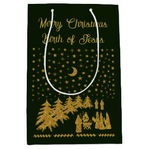 Religious Christmas, Birth of Jesus Medium Gift Bag