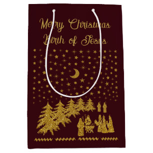 Religious Christmas, Birth of Jesus Medium Gift Bag