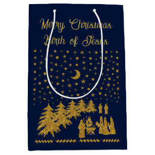Religious Christmas, Birth of Jesus Medium Gift Bag