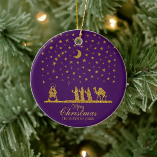 Religious Christmas, Birth of Jesus, Three King's Ceramic Tree Decoration