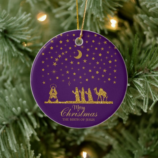 Religious Christmas, Birth of Jesus, Three King's Ceramic Tree Decoration (Tree)