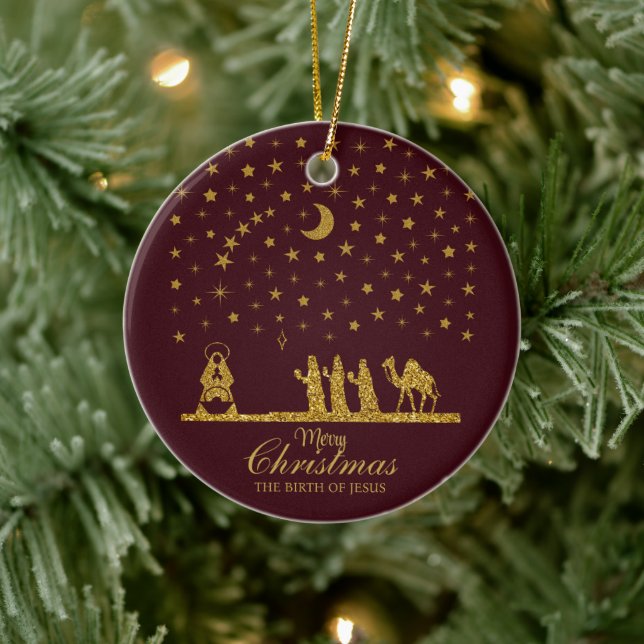 Religious Christmas, Birth of Jesus, Three King's Ceramic Tree Decoration (Tree)