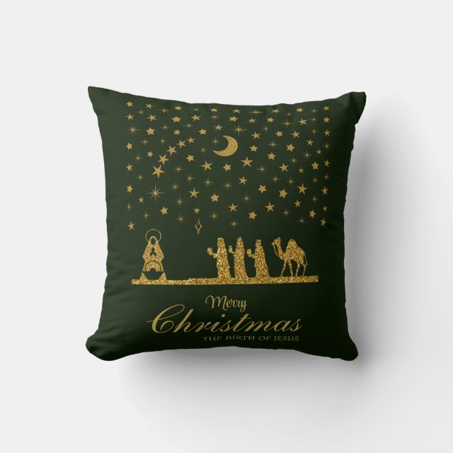 Religious Christmas, Birth of Jesus, Three King's Cushion (Front)