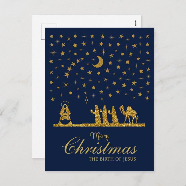 Religious Christmas, Birth of Jesus, Three King's Holiday Postcard (Front/Back)