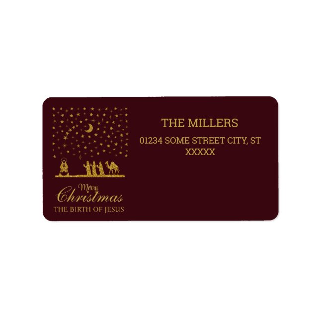 Religious Christmas, Birth of Jesus, Three King's Label (Front)