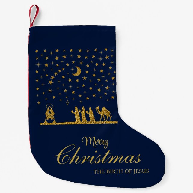 Religious Christmas, Birth of Jesus, Three King's Small Christmas Stocking (Front)