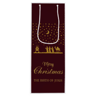 Religious Christmas, Birth of Jesus, Three King's Wine Gift Bag
