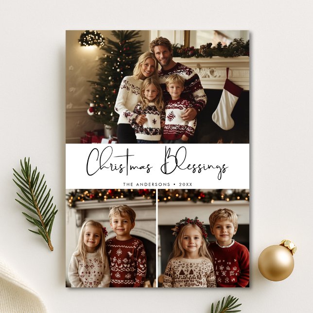 Religious Christmas Blessings With Kids Photo  Holiday Card (Creator Uploaded)