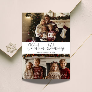 Religious Christmas Blessings With Kids Photo Holiday Card