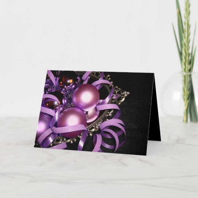 RELIGIOUS CHRISTMAS CARD PURPLE DECOR (Front)
