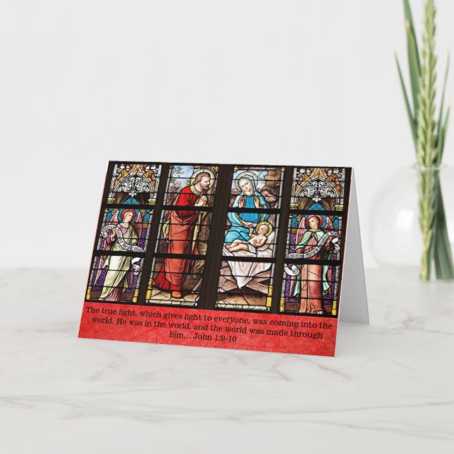 Religious Christmas Card, Stained Glass Church Holiday Card (Front)