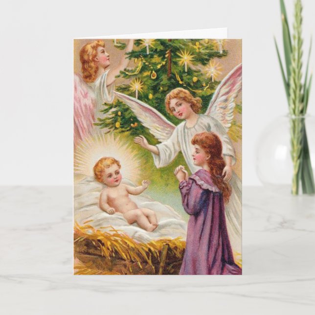 religious Christmas Cards | Baby Jesus & Angels (Front)