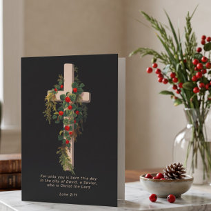 Religious Christmas Cross and Scripture Holiday Card