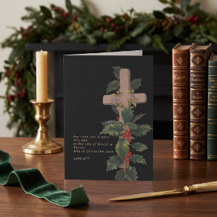 Religious Christmas Cross and Scripture Holiday Card