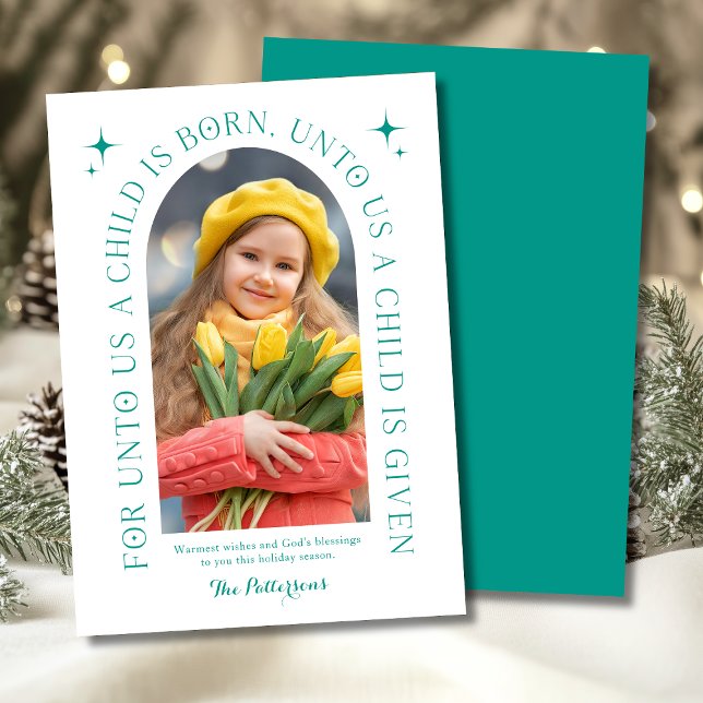 Religious Christmas Family Photo Minimalist Holiday Card (Creator Uploaded)