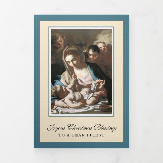 Religious Christmas Jesus Virgin Mary Poem Tri-Fold Holiday Card (Cover)
