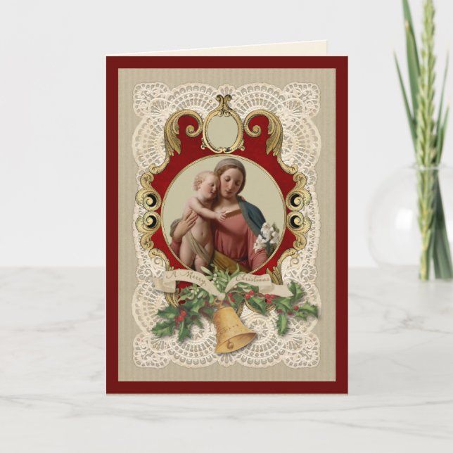 Religious Christmas Jesus Virgin Mary Vintage Holiday Card (Front)