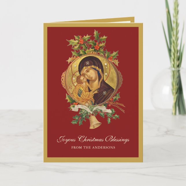 Religious Christmas Jesus Virgin Mary Vintage  Holiday Card (Front)