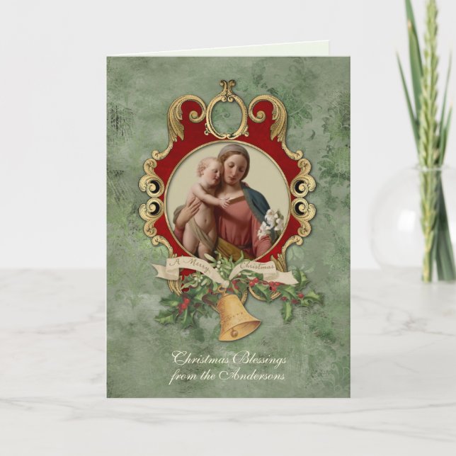 Religious Christmas Jesus Virgin Mary Vintage Holiday Card (Front)