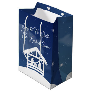 Religious Christmas Nativity Joy to the World Medium Gift Bag