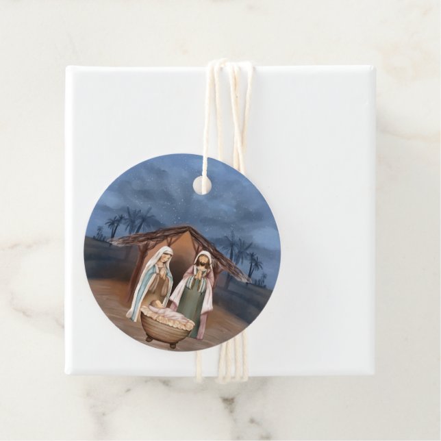 Religious Christmas Nativity Scene Favour Tags (In Situ)