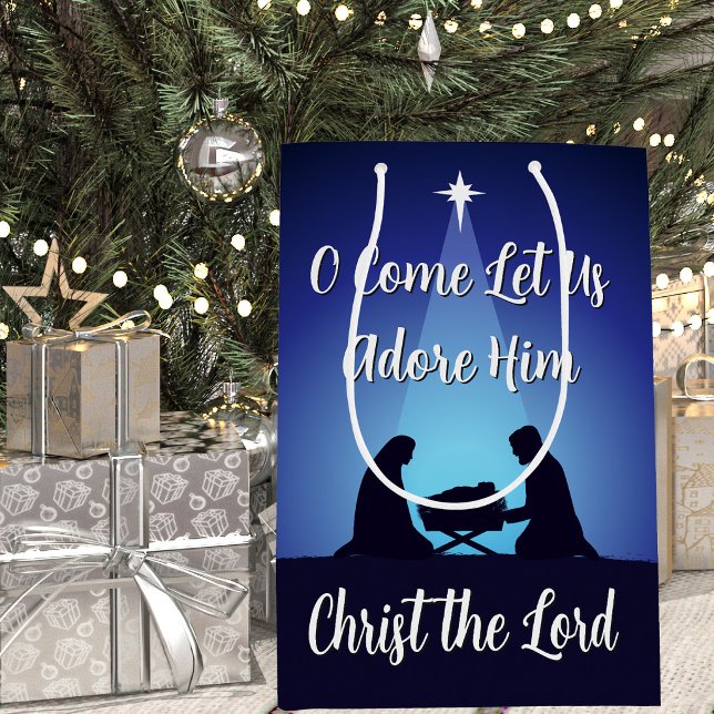 Religious Christmas Nativity Scene Jesus in Manger Medium Gift Bag (Creator Uploaded)
