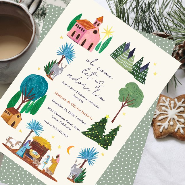 Religious Christmas Nativity Scene Party Invitation (Religious Christmas Nativity Scene Party Invitation)