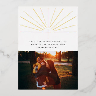 Religious Christmas Photo Card Foil Cross