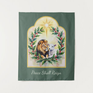 Religious Christmas The Lion and the Lamb and Star Tapestry