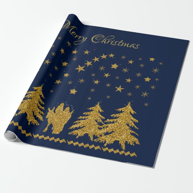 Religious Christmas Virgin Mary, St. Joseph, Jesus Wrapping Paper (Unrolled)