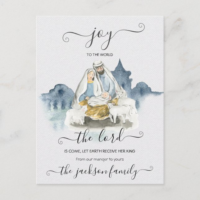 Religious Christmas with baby Jesus, Mary & Joseph Postcard (Front)