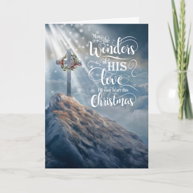 Religious Christmas Wonders of His Love Christian  Holiday Card (Front)