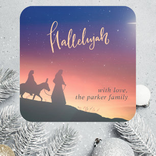 Religious Colourful Watercolor Elegant Christmas Square Sticker