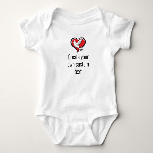 Religious Create your town text with Heart Dove Baby Bodysuit (Front)