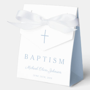 Religious Cross Baby Blue Script Boy Baptism  Favour Box