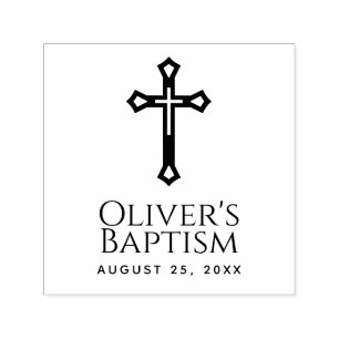 Religious Cross Baptism Christening Custom Name  Self-inking Stamp