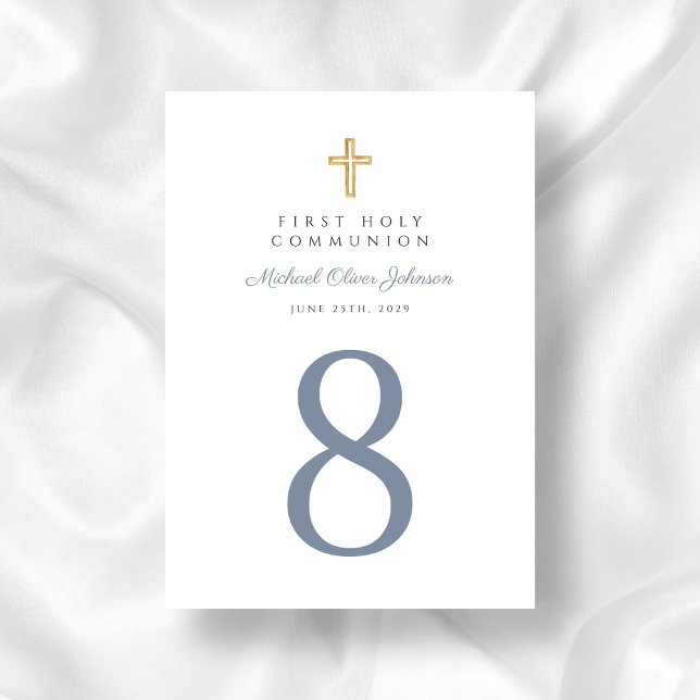 Religious Cross Blue Boy First Communion Table Number (Religious Cross Blue Boy First Communion Table Number)