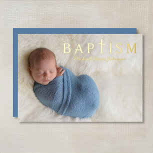 Religious Cross Boy Baptism Photo Gold