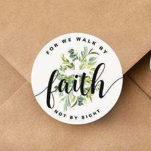 Religious Cross Faith Bible Verse Classic Round Sticker