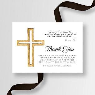 Religious Cross Funeral Thank You Card
