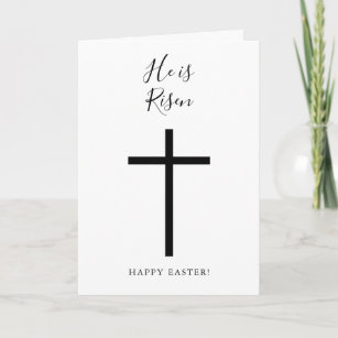 Religious Cross He is Risen Easter   Holiday Card