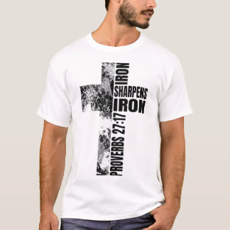 Religious Cross Iron Sharpens Iron Verse Christian T-Shirt