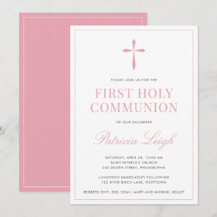 Religious Cross, Pink Simple and Elegant Invitation