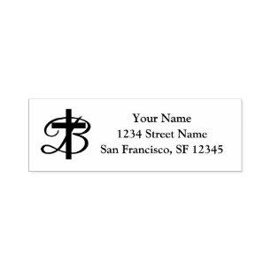 Religious cross self inking return address stamps