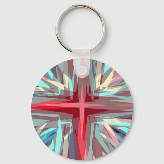 Religious cross starburst key ring (Front)