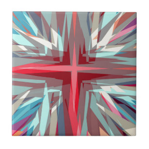 Religious cross starburst tile