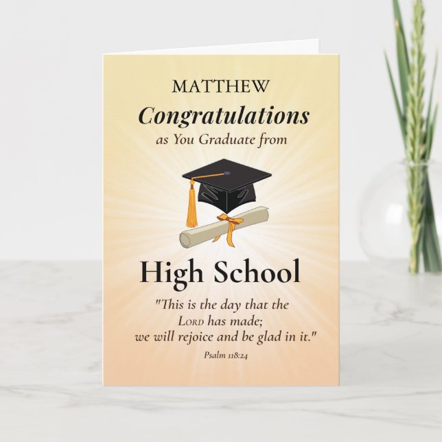 Religious Custom Name High School Graduation Card (Front)