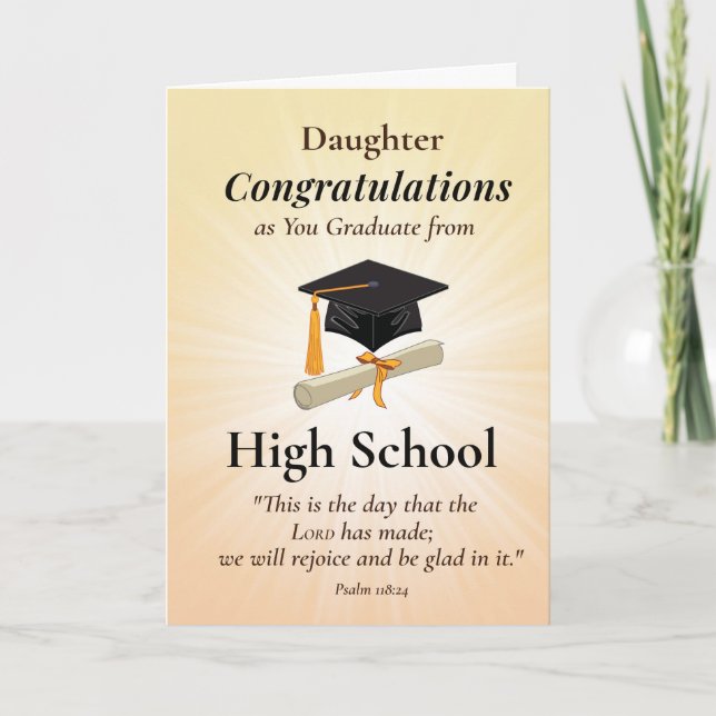 Religious Daughter High School Graduation Card (Front)